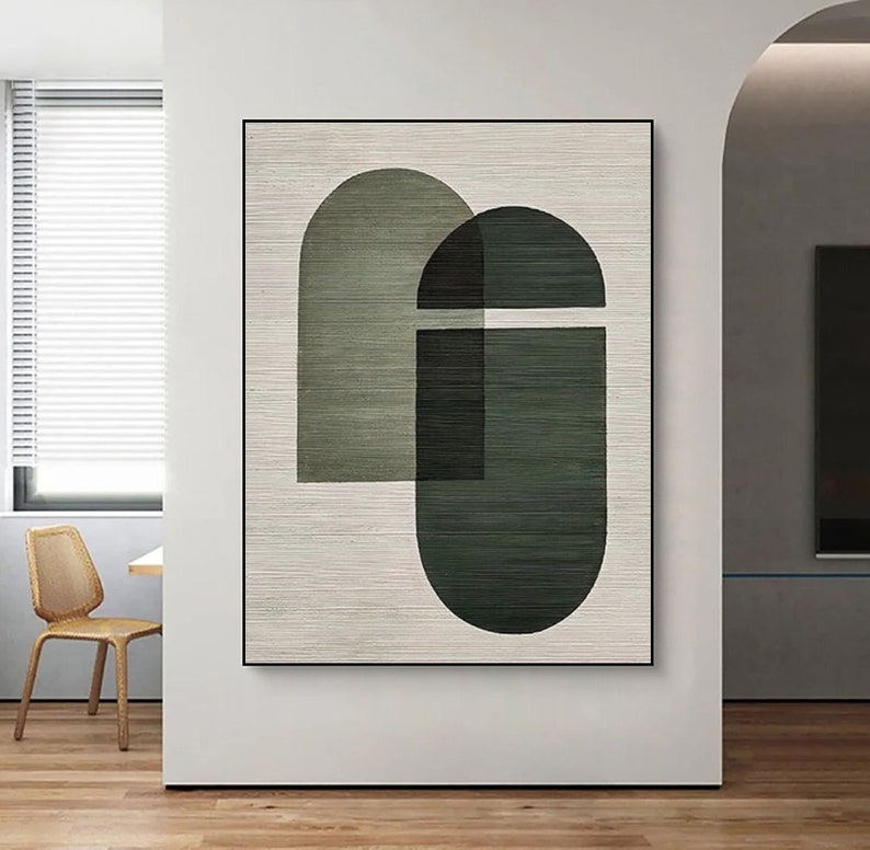 Green Wabi Sabi Wall Art Green Beige Abstract Textured Painting Beige ...