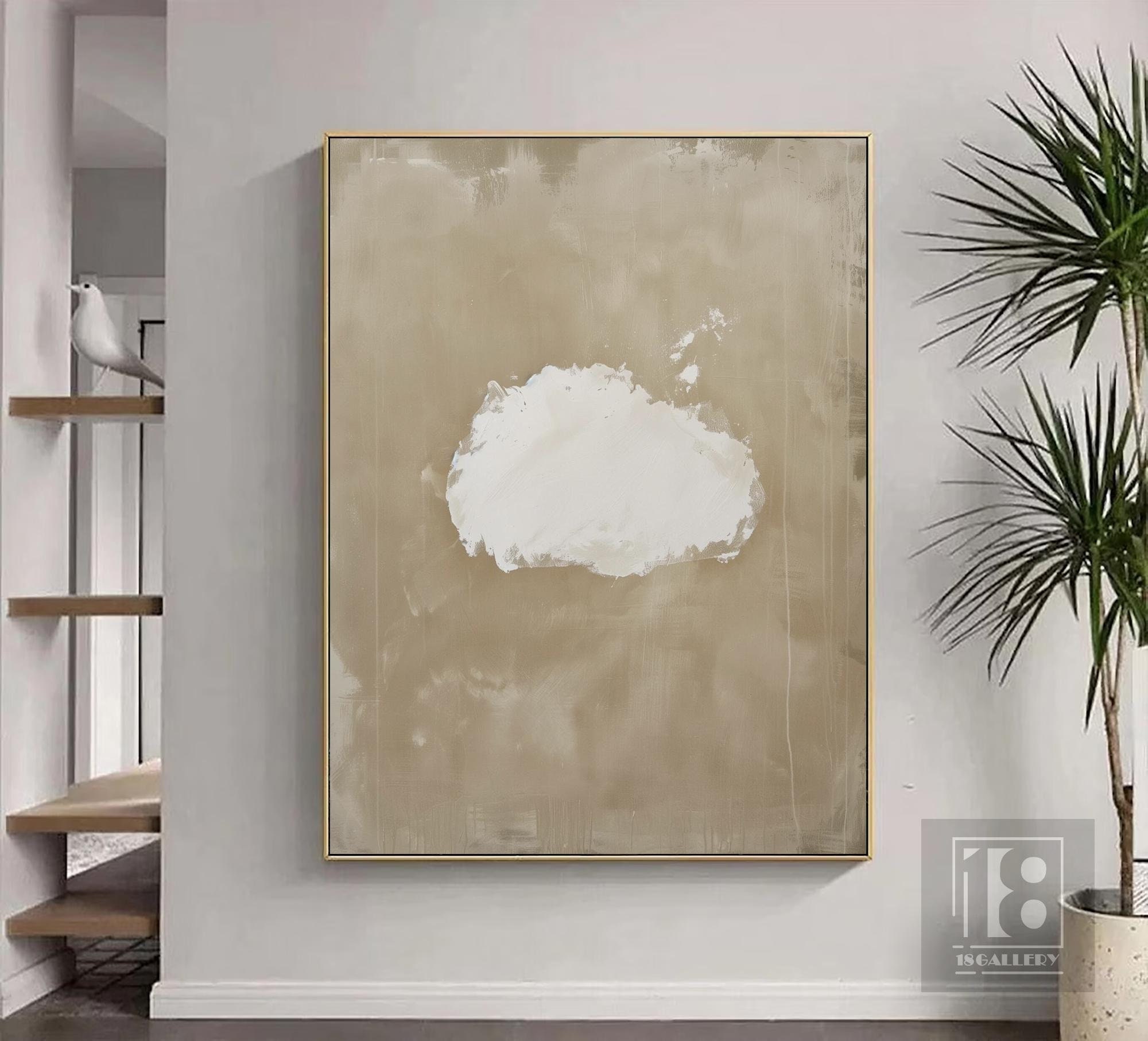 Moody Cloud Wall Art - Framed Abstract Sky Painting for Modern Living Room Decor＊＊