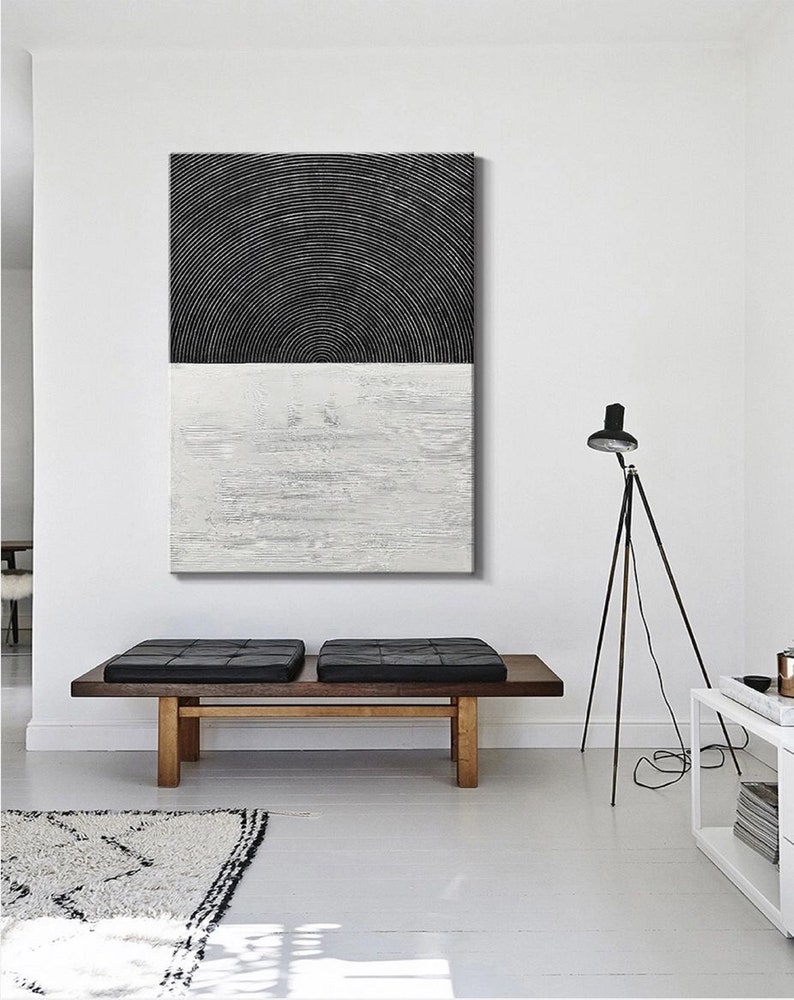 Black and White Abstract Art Painting Black and White Canvas Etsy
