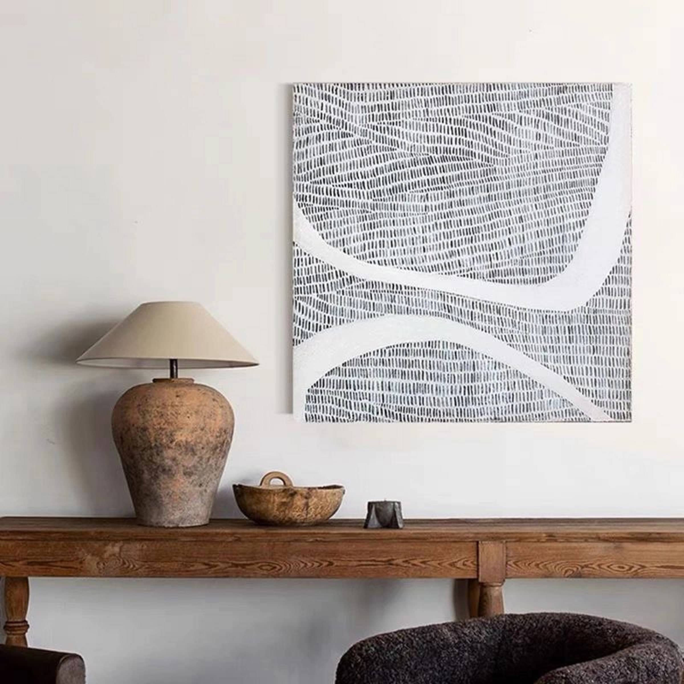 Original Black & White Abstract Painting ｜ Textured Wall Art ｜ Minimalist