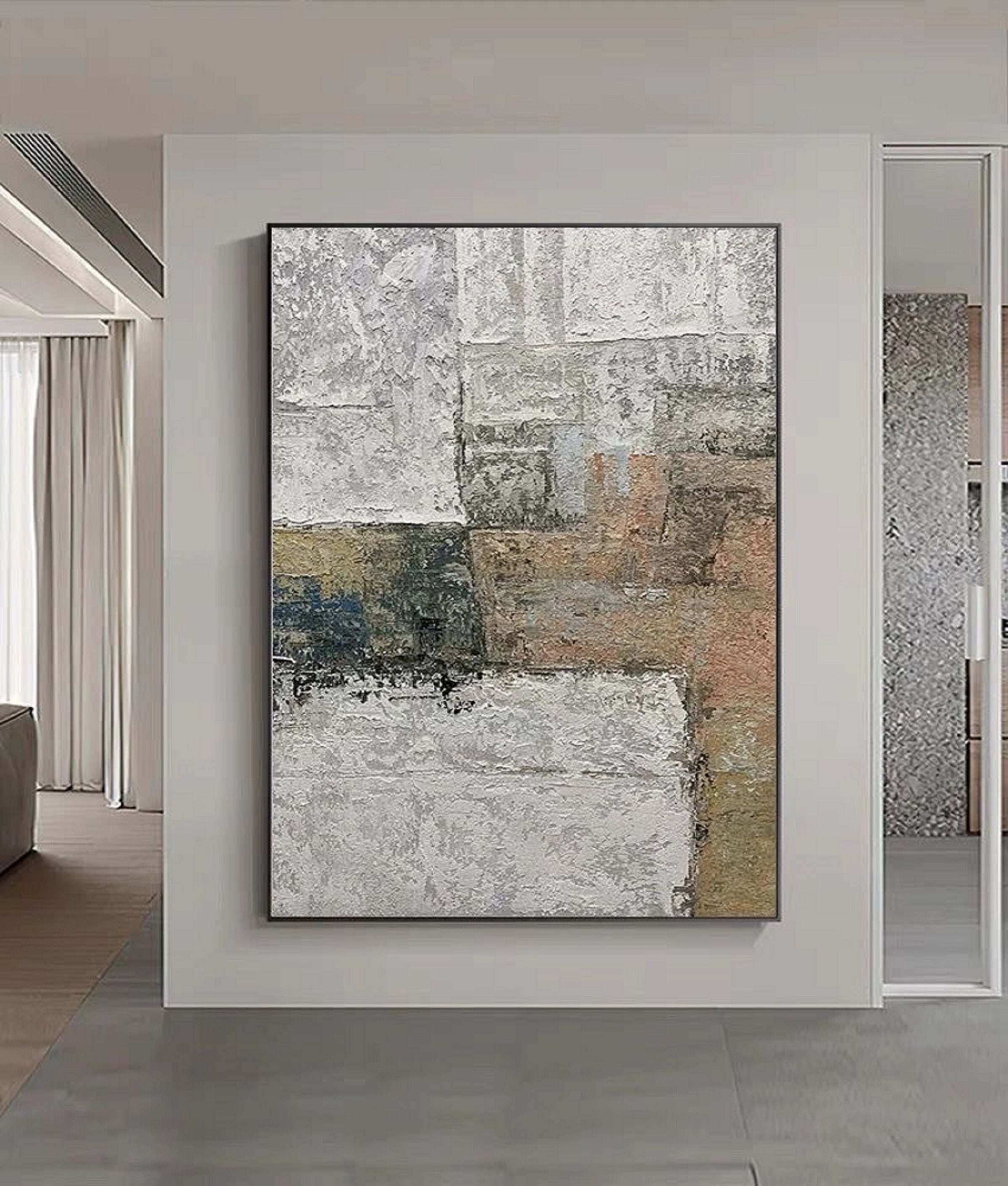 Neutral Abstract Textured Wall Art - Minimalist Canvas for Bedroom or Entryway