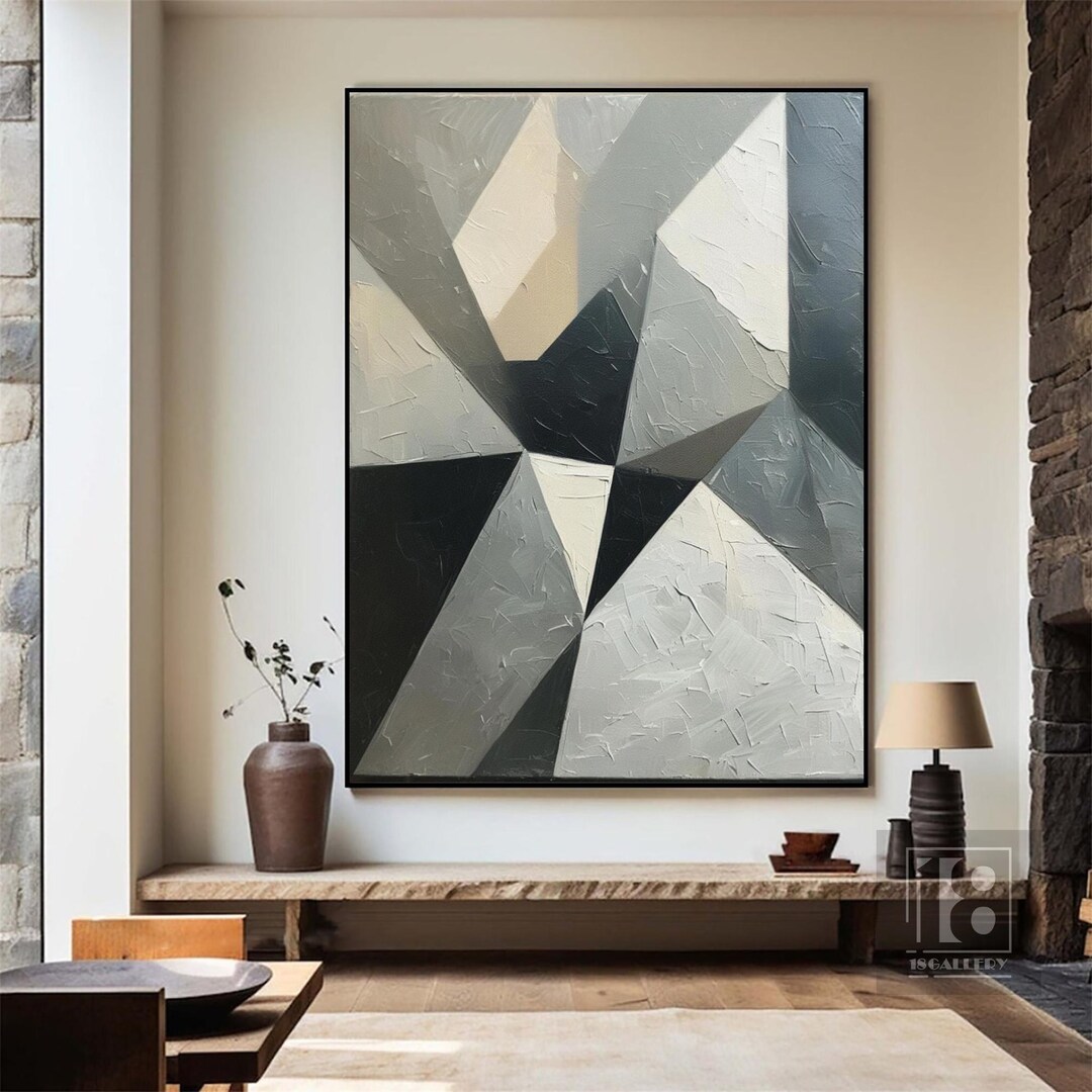 Wabi Sabi Wall Art,black Gray White Abstract Painting on Canvas ...