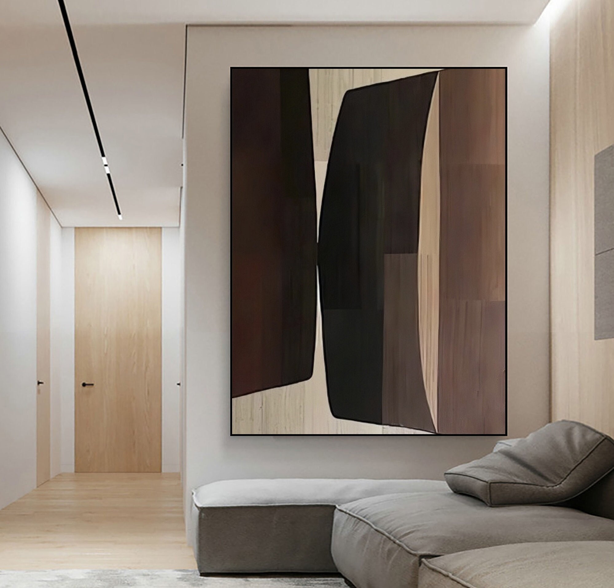 Brown Wabi Sabi Wall Art Beige Brown Abstract Painting Neutral Wall ...