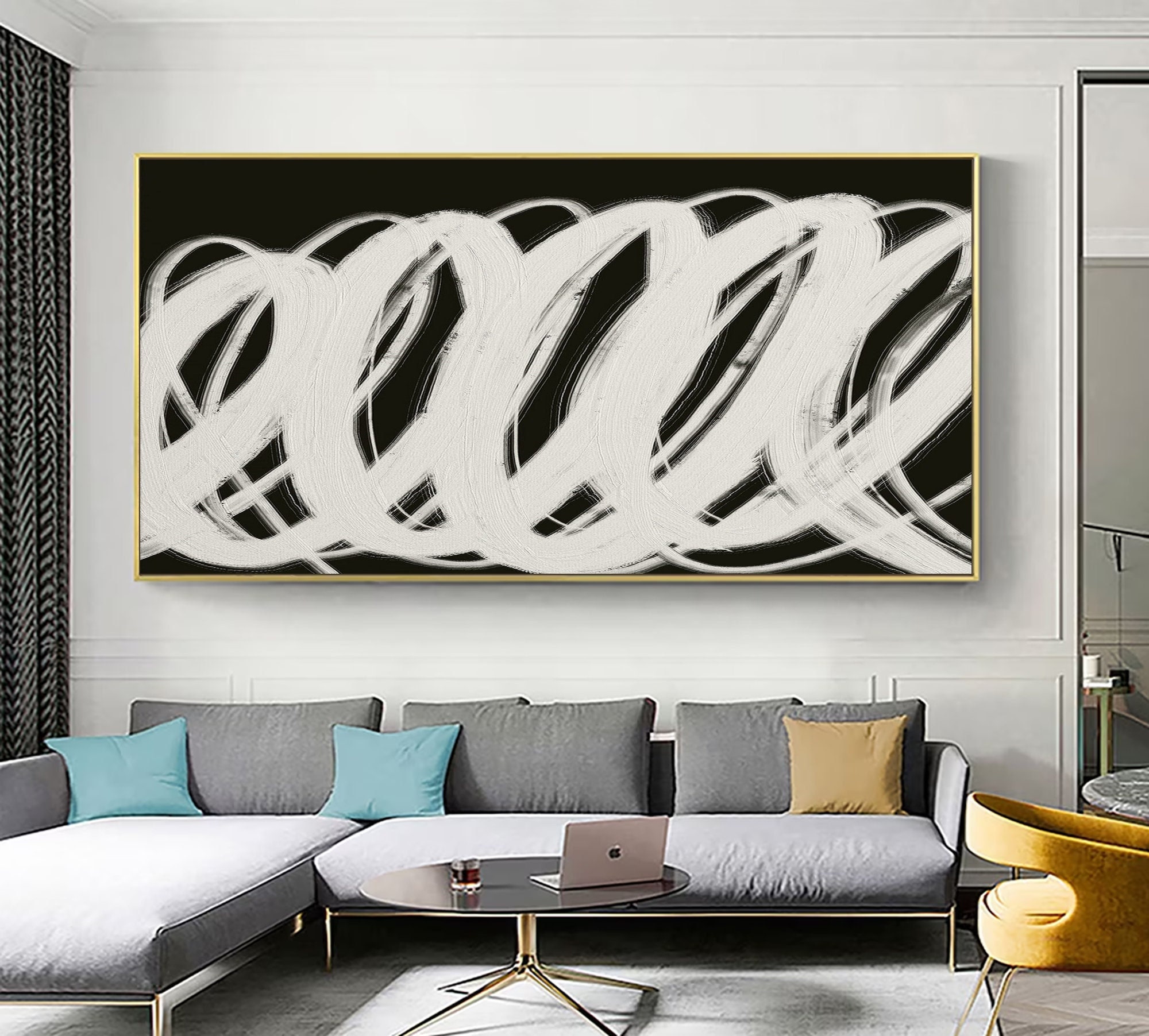 Wabi Sabi Minimalist Painting ｜ Black White Textured Wall Art Decor