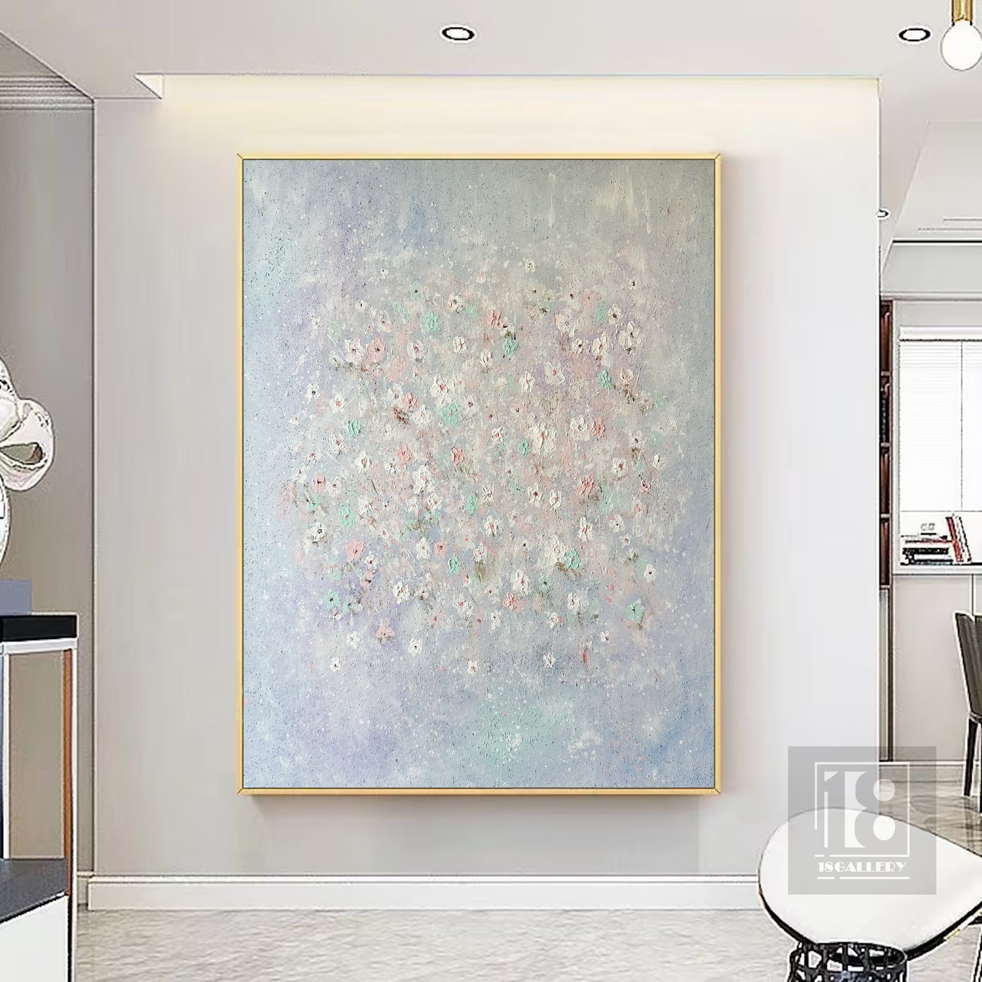 Large Abstract Painting ｜ Modern Abstract Flower Art ｜ Textured Landscape Oil Painting