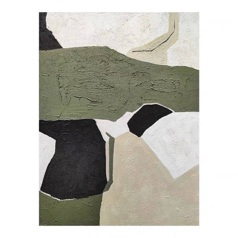 Green and White Abstract Painting on Canvas Wall Artgreen Etsy