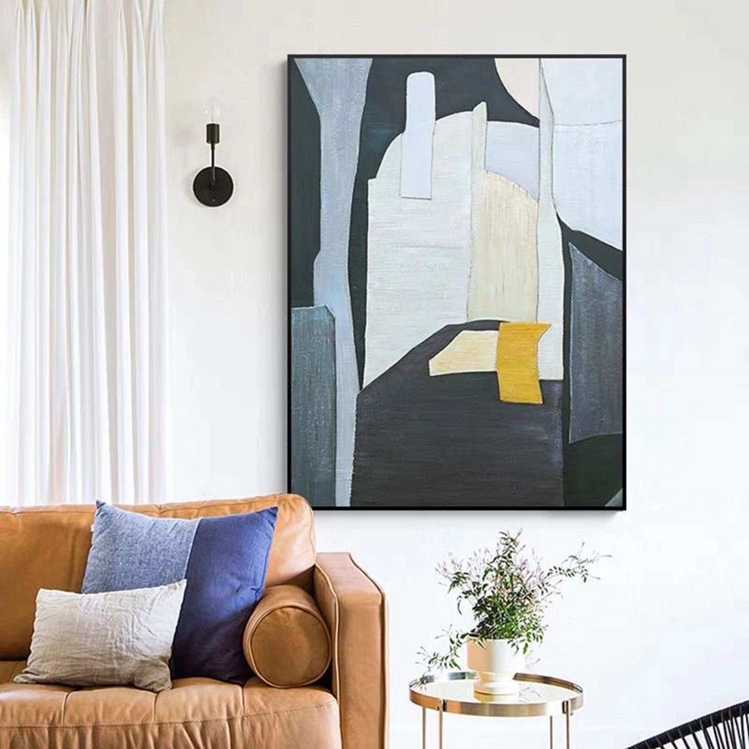 Large Ocean Oil Painting ｜ Blue Sea Landscape Canvas ｜ White Wave Art