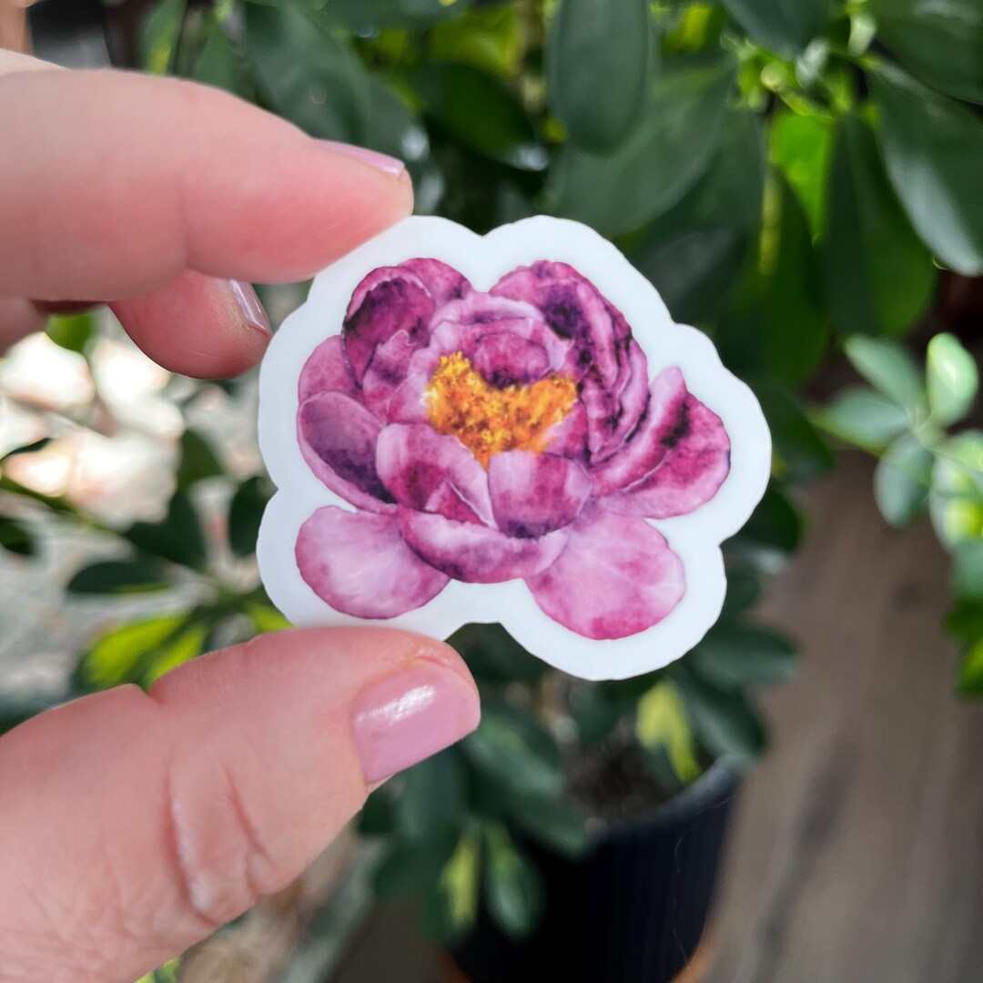 Peony Sticker | Die Cut Glossy Vinyl Waterproof Stickers - Etsy