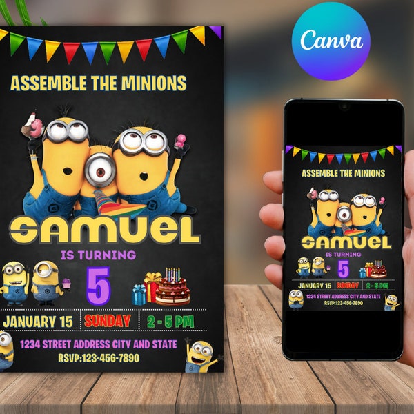 Minions birthday invitation | Minions invitation | Minion party