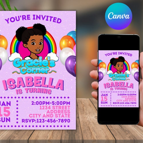 Editable Gracie's Corner Birthday Party Digital Etsy UK