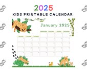 2025 Calendar Printable, Cute Kids Calendar 2025, Wall Calendar for Kids, Kids Monthly Planner, Homeschool Calendars, Cute Calendar 2025