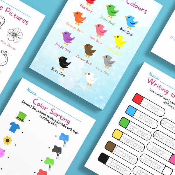 Color Matching Worksheets for Kids - Educational Activities for Homeschooling - Preschool Printable 10-Set PDF