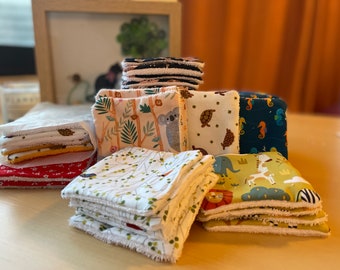 Set of Botété washable wipes in cotton and organic bamboo terry cloth, Organic washable wipes for babies...and for mums...!
