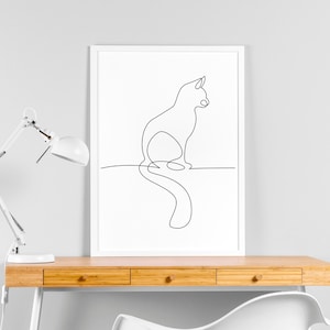 Cat sitting Line Art Prints, Cat arts ,Art Prints, cat art Wall Art, Unique Gift, Instant download, Cat art print