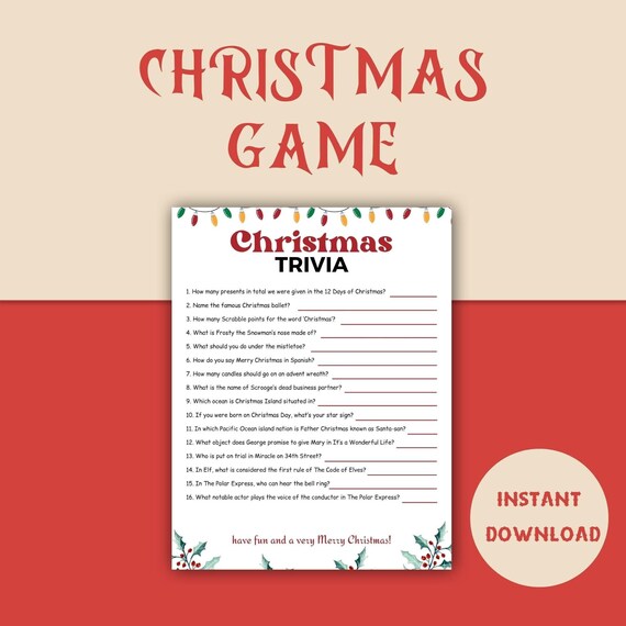 Free Christmas Trivia  Christmas trivia, Christmas trivia games, Fun  christmas party games