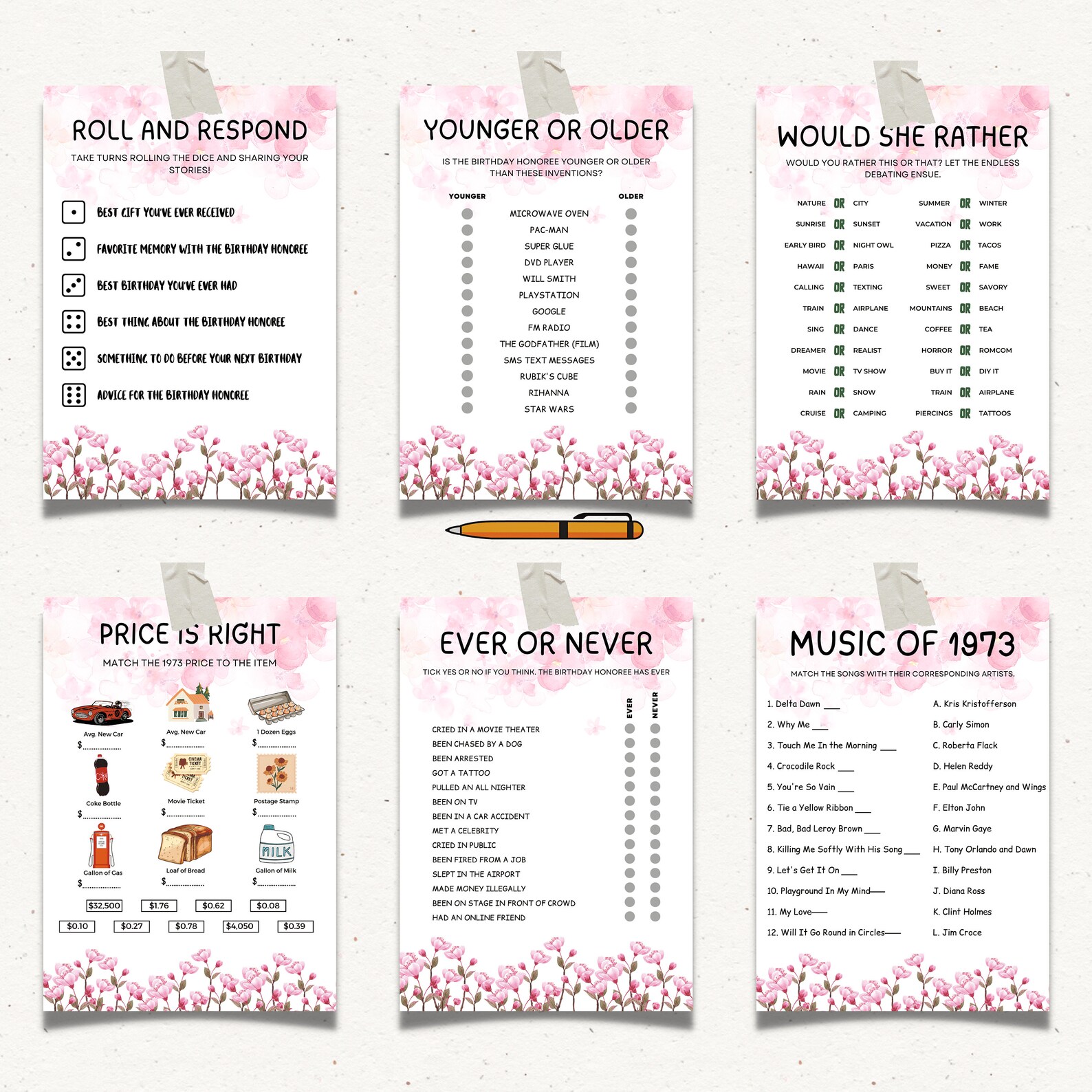 Printable 50th Birthday Party Games, 50th Birthday Party Games for Her ...
