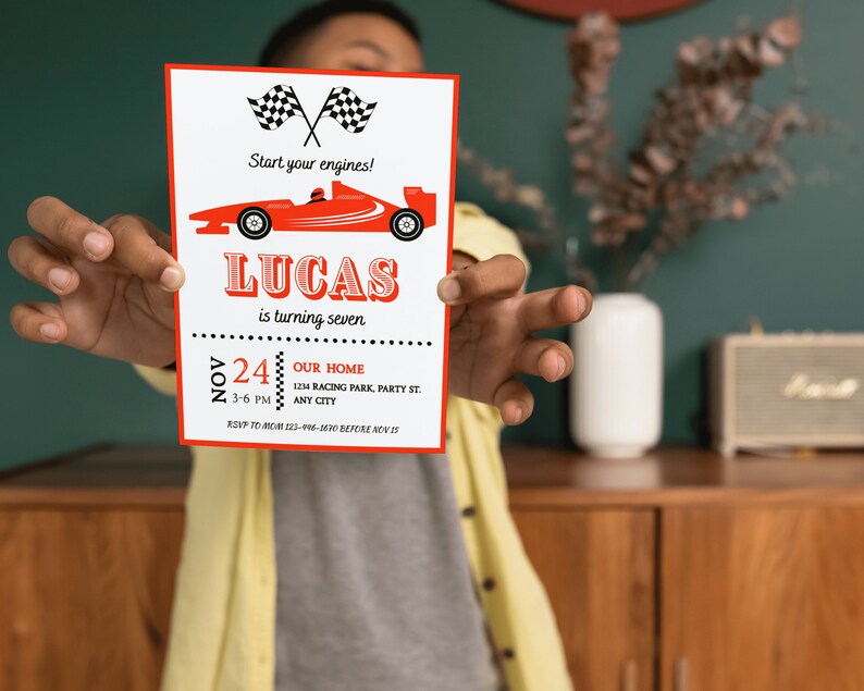 Editable Race Car Birthday Invitation, Fast One Birthday Invitation ...