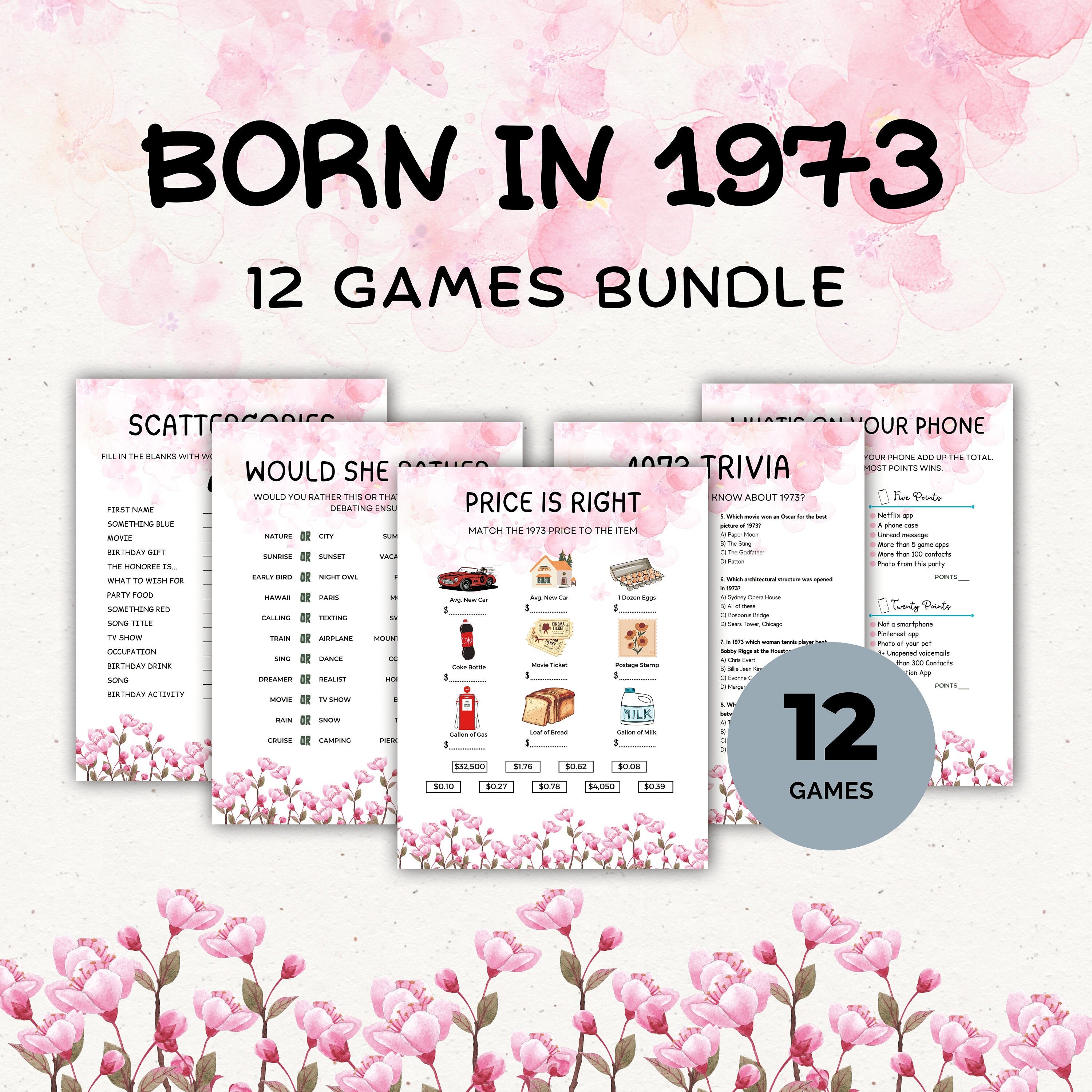 Printable 50th Birthday Party Games, 50th Birthday Party Games for Her ...