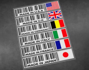 Adesivi per auto moto realizzati negli Stati Uniti, Regno Unito, Germania, Italia, Francia, Giappone, decalcomanie in materiale vinilico