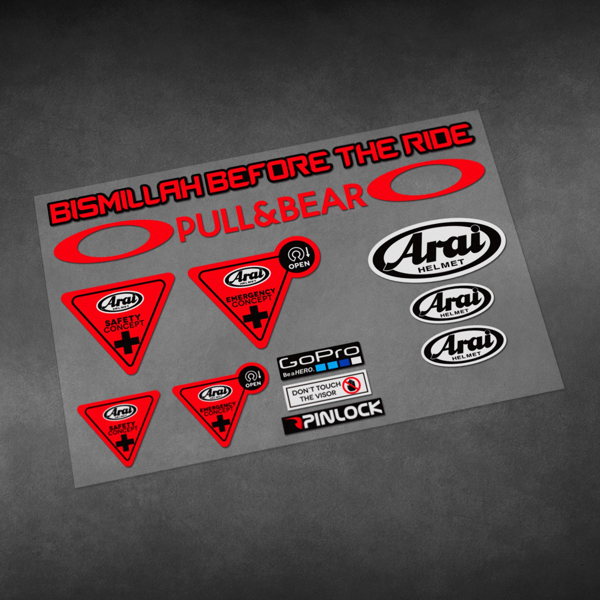 DualColorStampe Aufkleber für Motorradhelm, Motorradhelm,  Universal-Helm-Streifen, Sport-Aufkleber, COD.C0057 (rot)