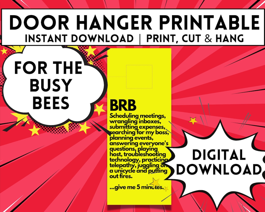 Office Door Hanger Printable BRB Executive & Administrative Assistants
