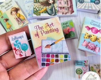 40 portadas de libros en miniatura imprimibles, casa de muñecas (libros infantiles)