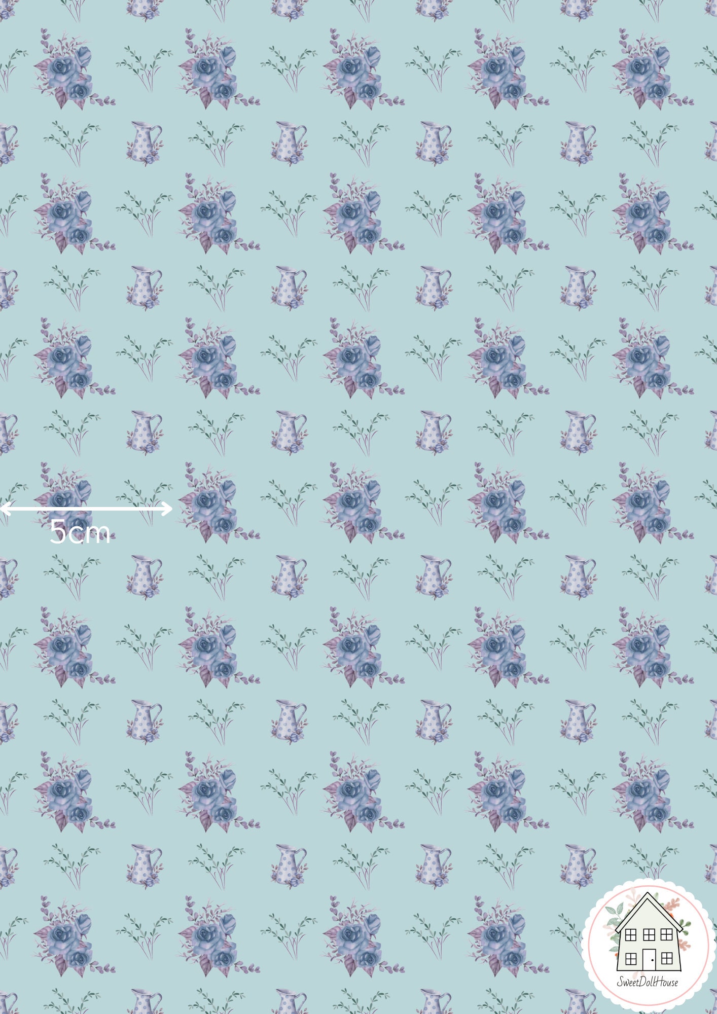 Printable Dollhouse Wallpaper A4 Digital Download, Miniature 1:12 Scale ...