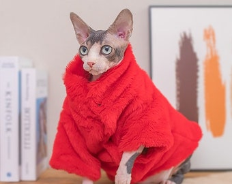 Sphynx Cat Faux Fur Coat Extra Warm Sphynx Jackets Sphynx Winter Coat Sphynx Cat Clothes Winter Jacket for Sphynx Cat Devon Rex Clothes