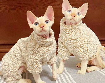 Super Warm Cotton Fleece Pajamas Onesies and Sweater for Sphynx Cats