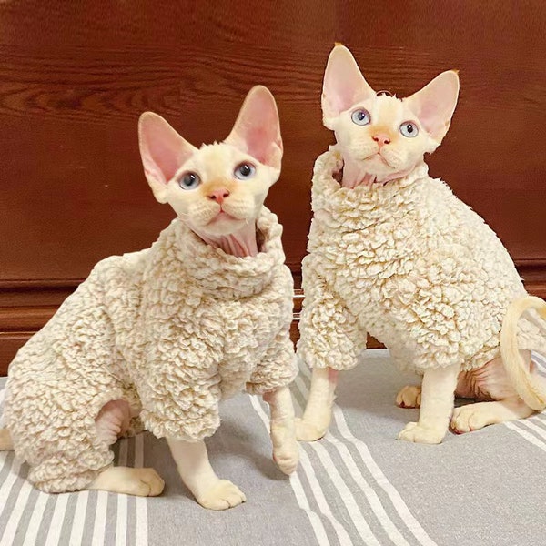 Pyjamas et pull en molleton de coton super chaud pour chats Sphynx