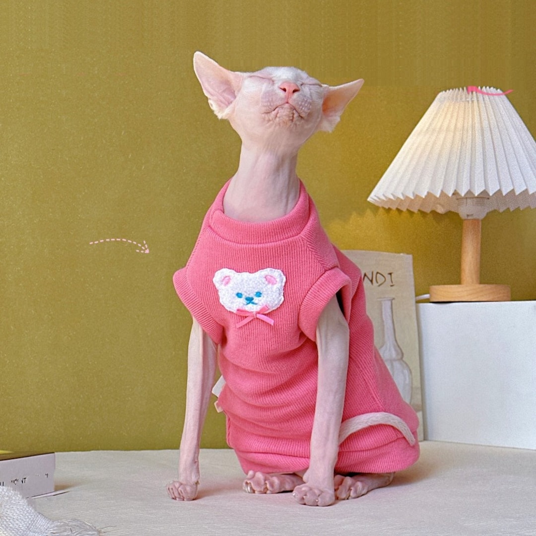 Personalized Sphynx Cat Clothes Sphynx Cat Sweaters Sleeveless Sphynx Sweater Hairless Cat