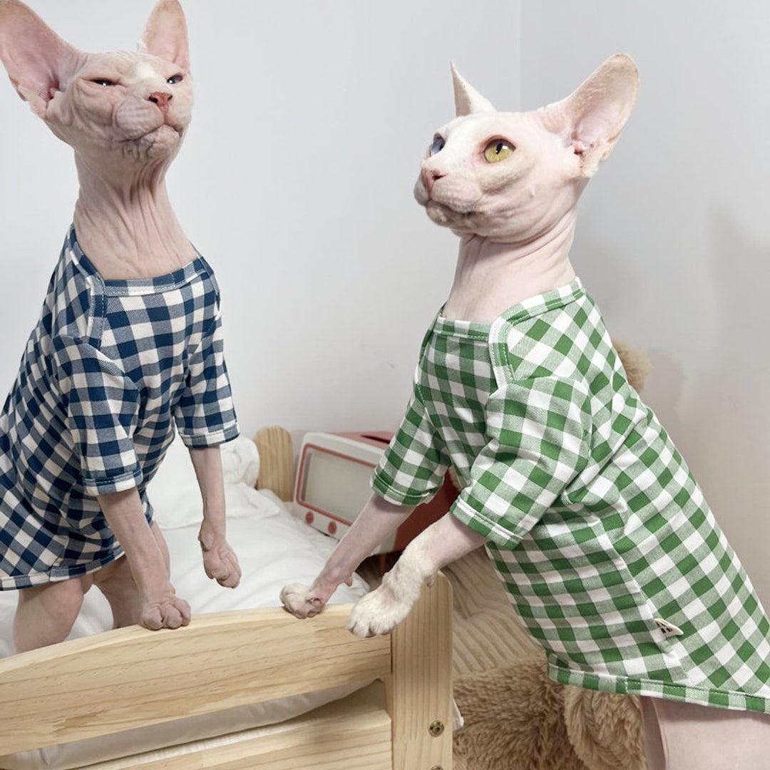 Personalized Sphynx Cat Clothes Gingham Sphynx Cat Clothes Etsy