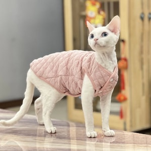 Personalized Sphynx Cat Jacket Vest Sphynx Cat Jackets Warm Sphynx Cat Clothes Hairless Cat Clothes Custom Name Sphynx Clothes Cat Gift