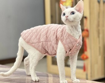 Personalized Sphynx Cat Jacket Vest Sphynx Cat Jackets Warm Sphynx Cat Clothes Hairless Cat Clothes Custom Name Sphynx Clothes Cat Gift