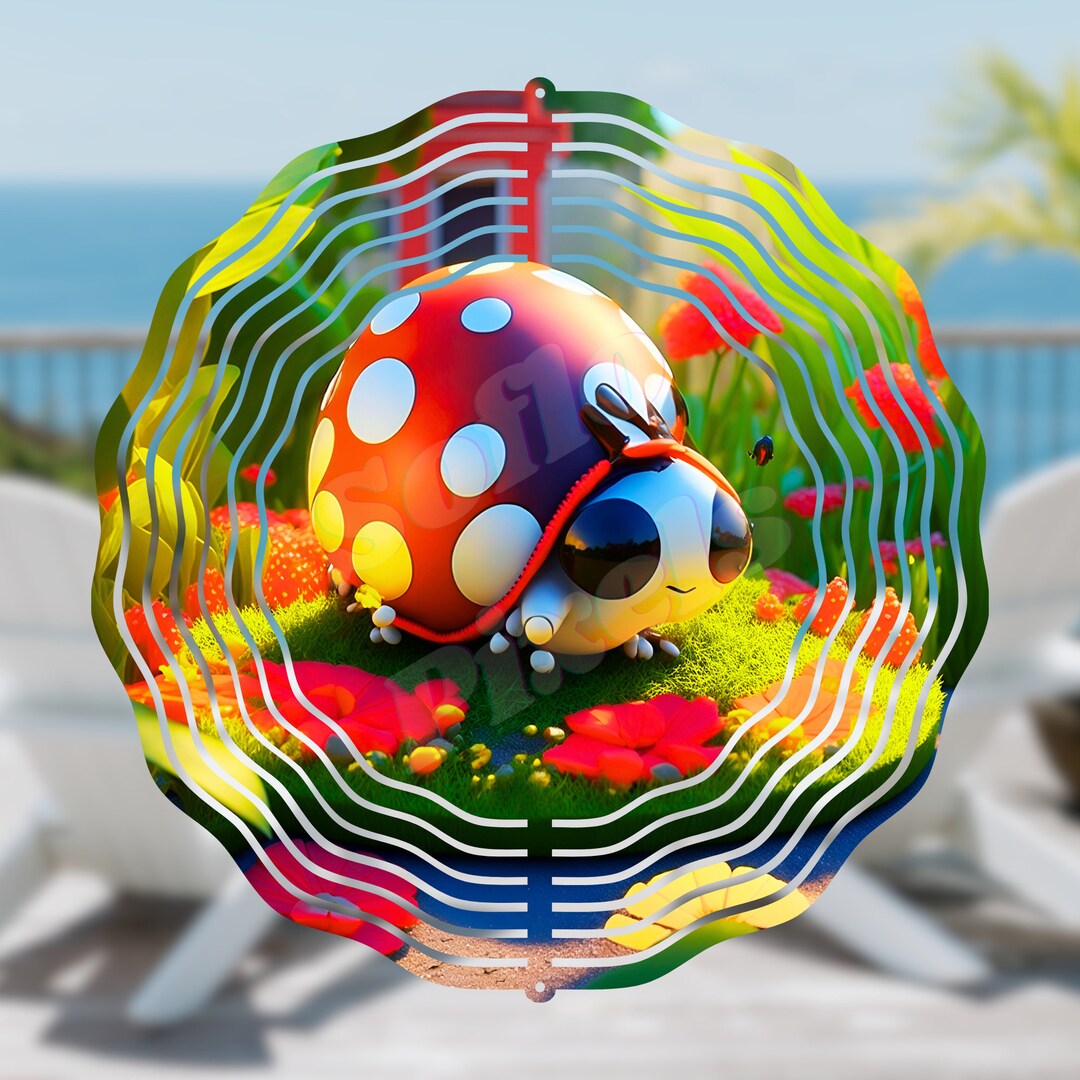 Wind Spinner PNG Cartoon 3D Ladybug Instant Digital Download Etsy