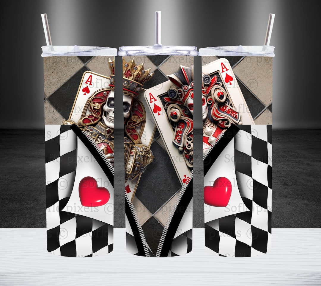 King & Queen Ace of Spades, 20 Oz Skinny Tumbler Sublimation Design