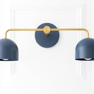 Navy Vanity Lights - Scandinavian Light Fixture - Brass & Navy Fixture ...