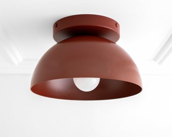 Brick Red Ceiling Light - 8in Dome Lighting - Modern Farmhouse - Country Living - Home Decor - Model No. 9105