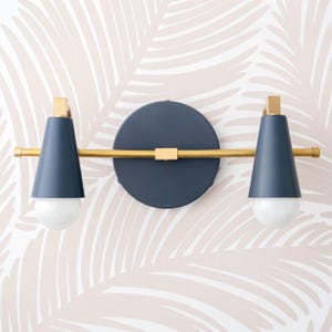 Beachhouse Vanity - Blue Wall Light - Brass Vanity Light - Modern Wall Sconce - Wall Light - Model No. 1229