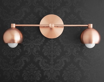 Meuble-lavabo en cuivre brossé - Luminaire de meuble-lavabo en cuivre - Éclairage de meuble-lavabo - Éclairage bohème - Meuble-lavabo bohème - Éclairage unique - Modèle bohème n° 0829