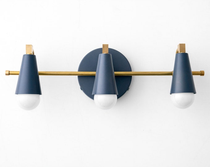 Pescatori Art Deco Bathroom Vanity Light W/ Amber Glass Shade Etsy