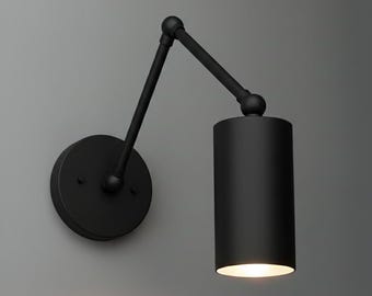 Sconce Light-Black Wall Sconce-Industrial Lamp-Adjustable Sconce - Model No. 3359