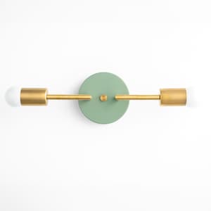 Brass Wall Light - Green Bathroom Light - Vanity Light - Wall Sconce - Raw Brass - Model No. 1938