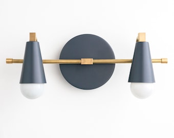 Beachhouse Vanity - Blue Wall Light - Brass Vanity Light - Modern Wall Sconce - Wall Light - Model No. 1229