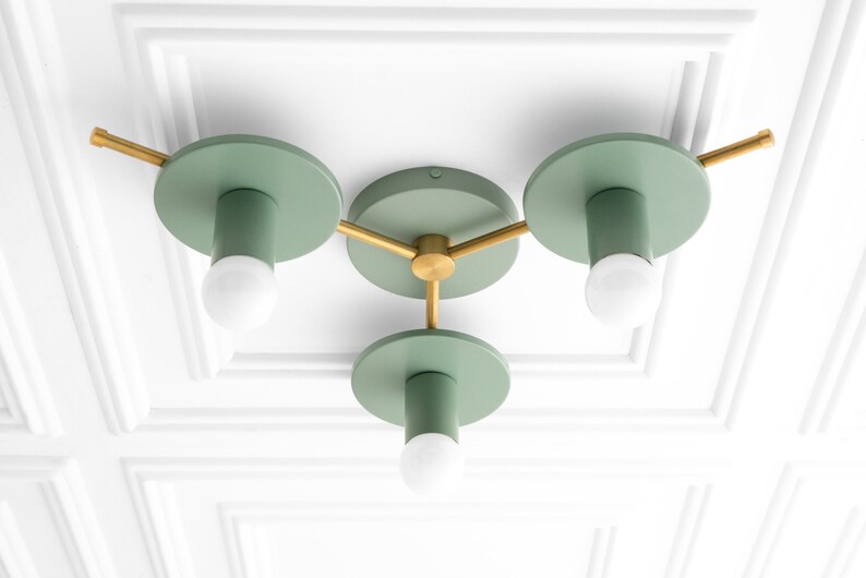 Colorful Lighting - Brass Lighting - Geometric Lighting - 3 Bulb Ceiling Light - Model No. 9526