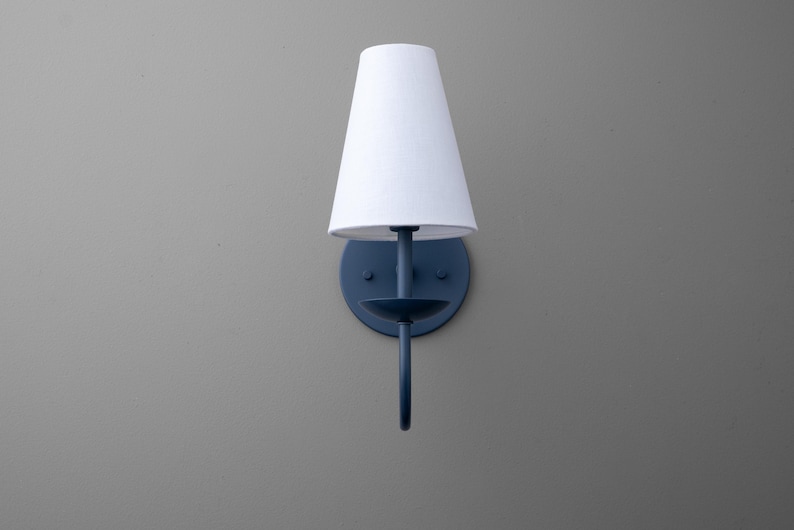 Sconce Light-Navy Wall Sconce-Linen Shade Lamp-Classic Sconce - Model No. 7085 image 3
