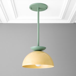 Pendant Dome Light Fixture Colorful Lighting Green Ceiling Light Model No. 4975 Green/Yellow