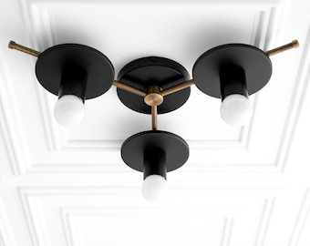 3 Bulb Ceiling Light - Antique Brass Light - Colorful Lighting - Multi Light Fixture - Wall Light - Model No. 9526