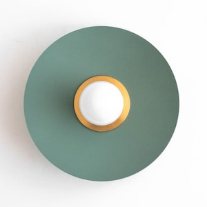 Green and Brass Sconce - Flush Mount Sconce - Wall Sconce Light - Modern Design - Model No. 9660