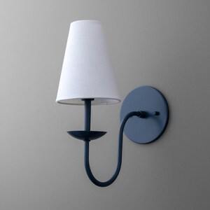 Sconce Light-Navy Wall Sconce-Linen Shade Lamp-Classic Sconce - Model No. 7085 image 2